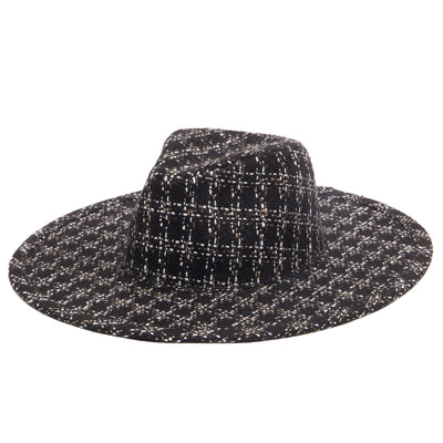 Aria - Wide Brim Fedora with Textured Mixed Tweed Fabric-FEDORA-San Diego Hat Company