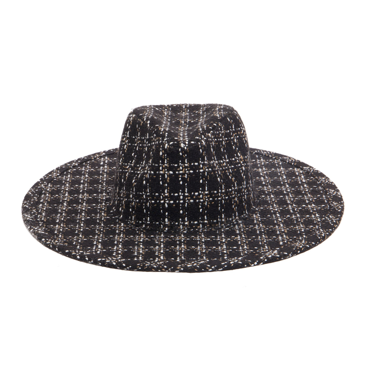 Aria - Wide Brim Fedora with Textured Mixed Tweed Fabric-FEDORA-San Diego Hat Company