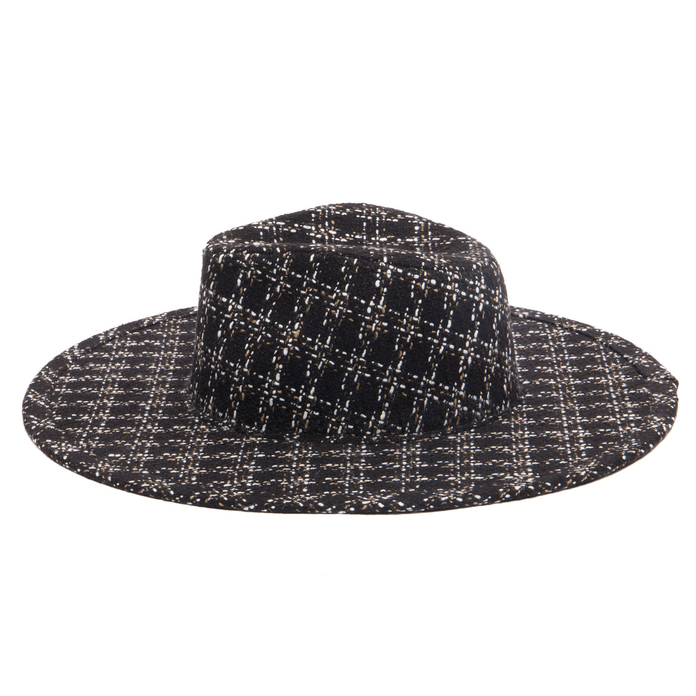 Aria - Wide Brim Fedora with Textured Mixed Tweed Fabric-FEDORA-San Diego Hat Company
