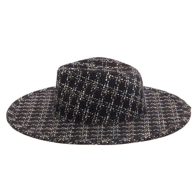 Aria - Wide Brim Fedora with Textured Mixed Tweed Fabric-FEDORA-San Diego Hat Company