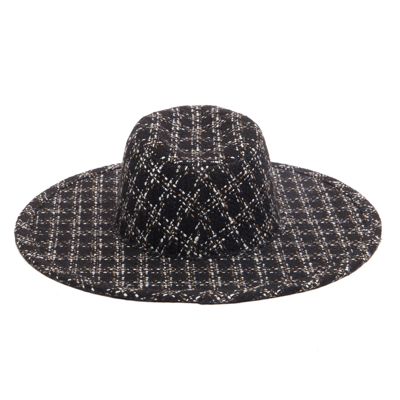 Aria - Wide Brim Fedora with Textured Mixed Tweed Fabric-FEDORA-San Diego Hat Company