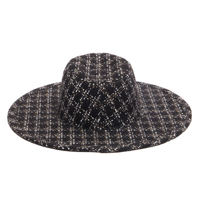 Aria - Wide Brim Fedora with Textured Mixed Tweed Fabric-FEDORA-San Diego Hat Company