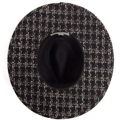 Aria - Wide Brim Fedora with Textured Mixed Tweed Fabric-FEDORA-San Diego Hat Company