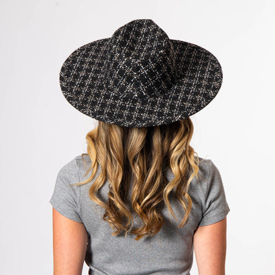 Aria - Wide Brim Fedora with Textured Mixed Tweed Fabric-FEDORA-San Diego Hat Company