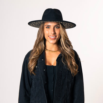 Women's Fedora with Leopard Printed Underbrim