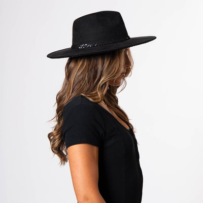Women's Fedora with Tonal Braided Sequin Band-FEDORA-San Diego Hat Company