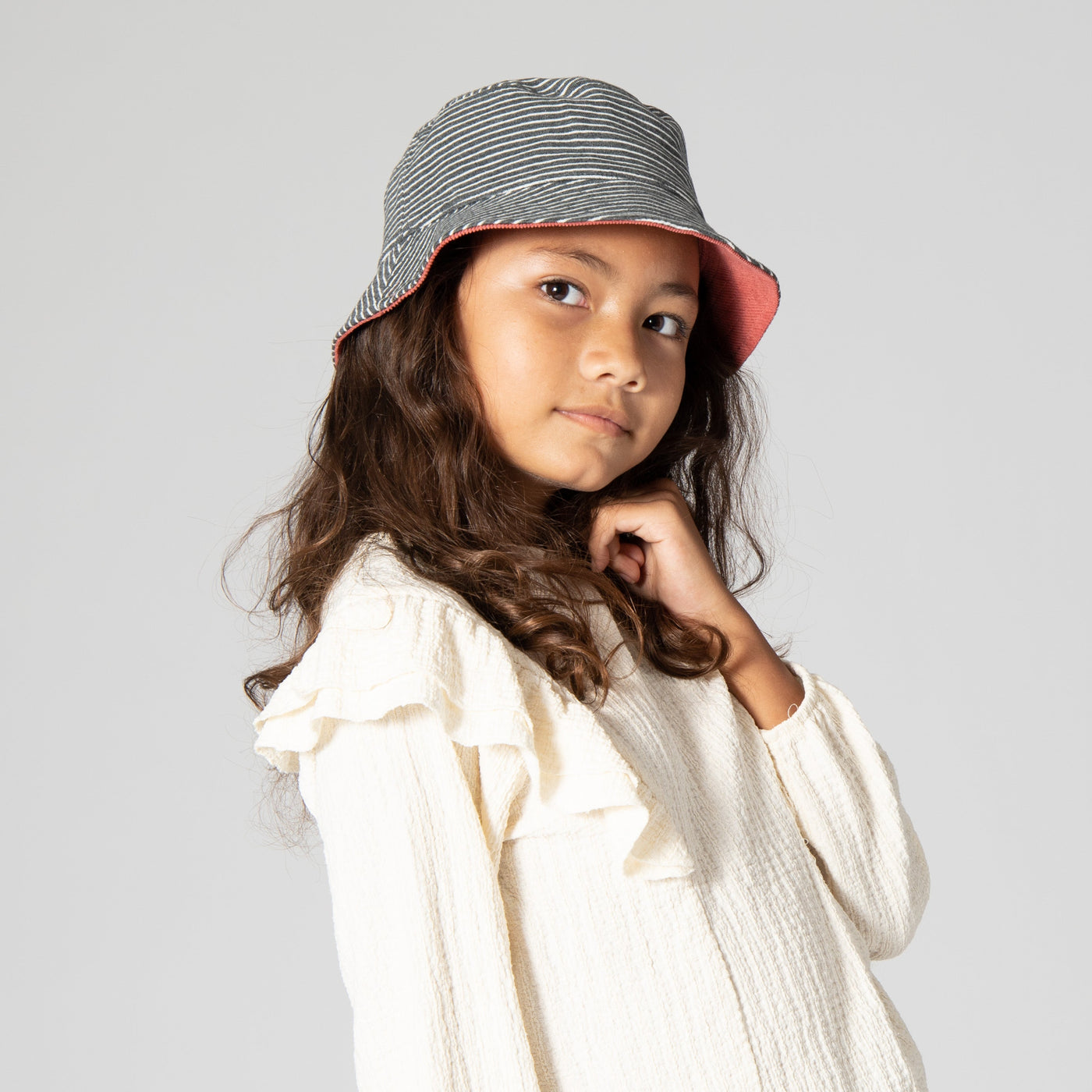 BUCKET - Kid's Reversible Striped Jersey/Cordury Bucket