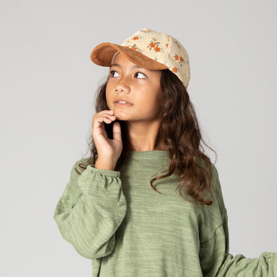 CAP - Kid's Corduroy Floral Printed Cap