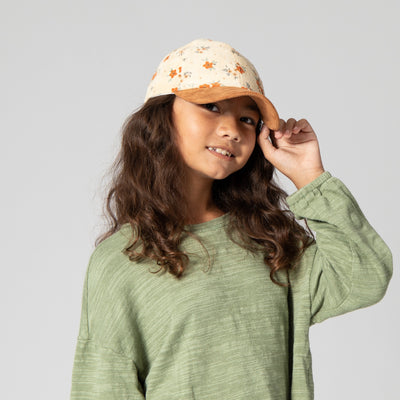 CAP - Kid's Corduroy Floral Printed Cap