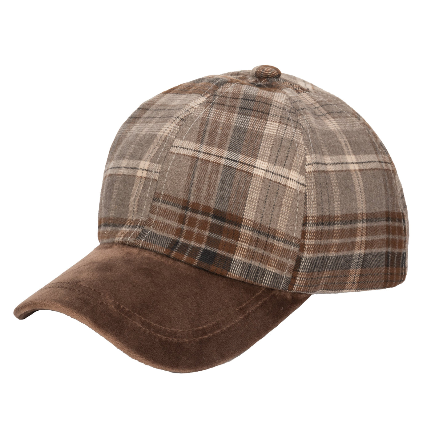 CAP - Kid's Plaid Cap With Faux Suede Brim