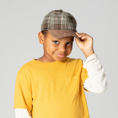 CAP - Kid's Plaid Cap With Faux Suede Brim