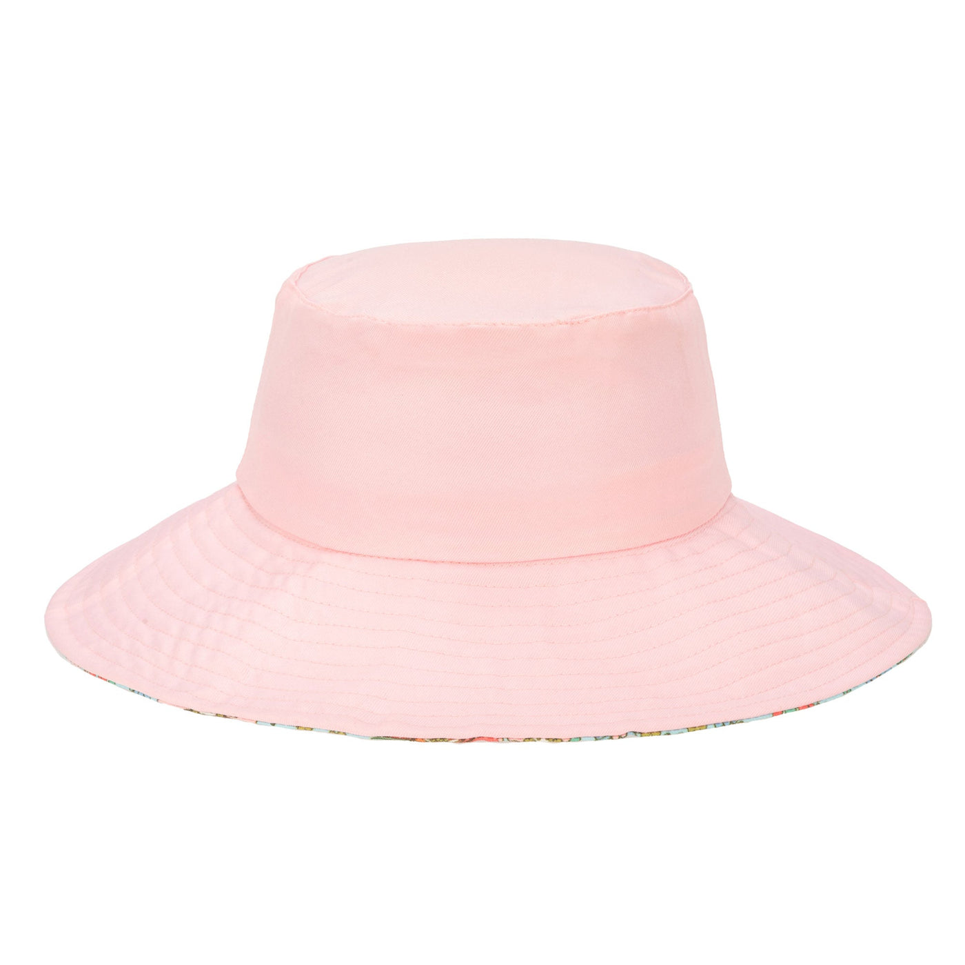 BUCKET - Kids Floppy Bucket Hat With Floral Printed Underbrim