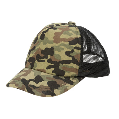 CAP - Camo Cut & Sew Trucker Hat With All Over Camo Print And Mesh Backing