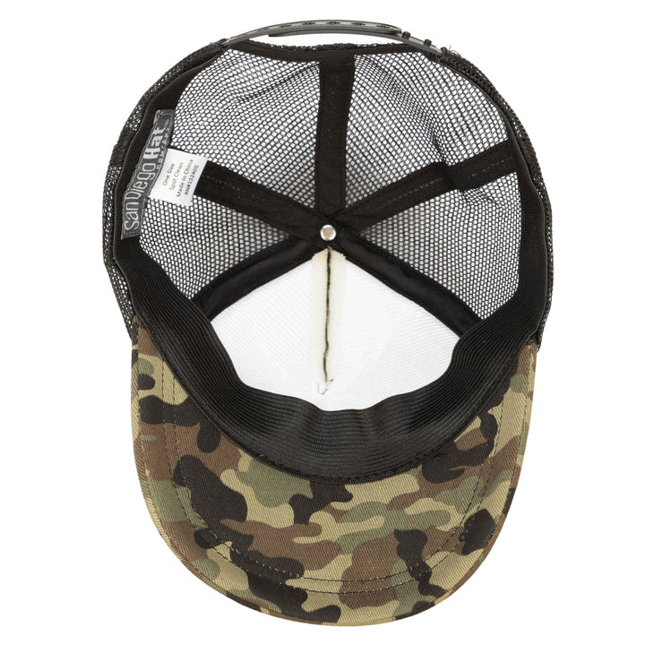 Camo Cut & Sew Trucker Hat with All Over Camo Print and Mesh