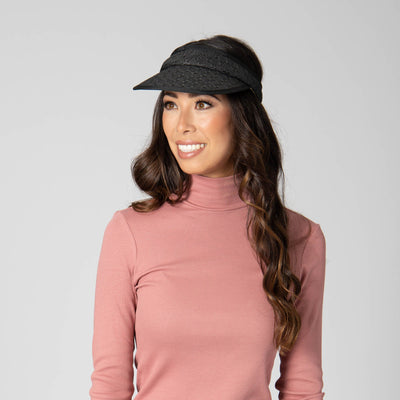 VISOR - Women's Paperbraid Visor With Floral Sweatband (CTV042)