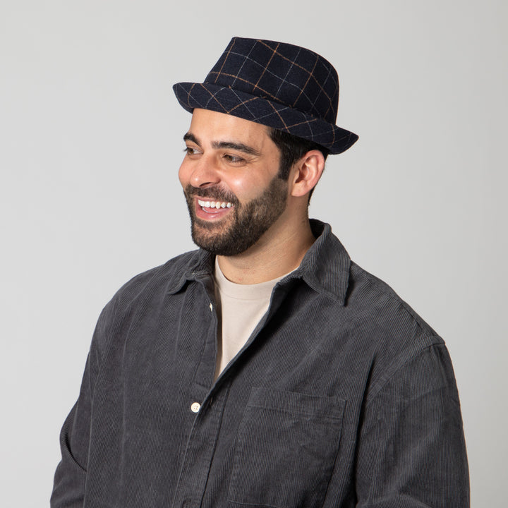 Men's Brown Cut and Sew Pokpie with Double Fold Self Band