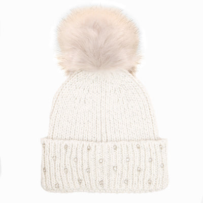 Roca - Ribbed Knit Beanie with Pom