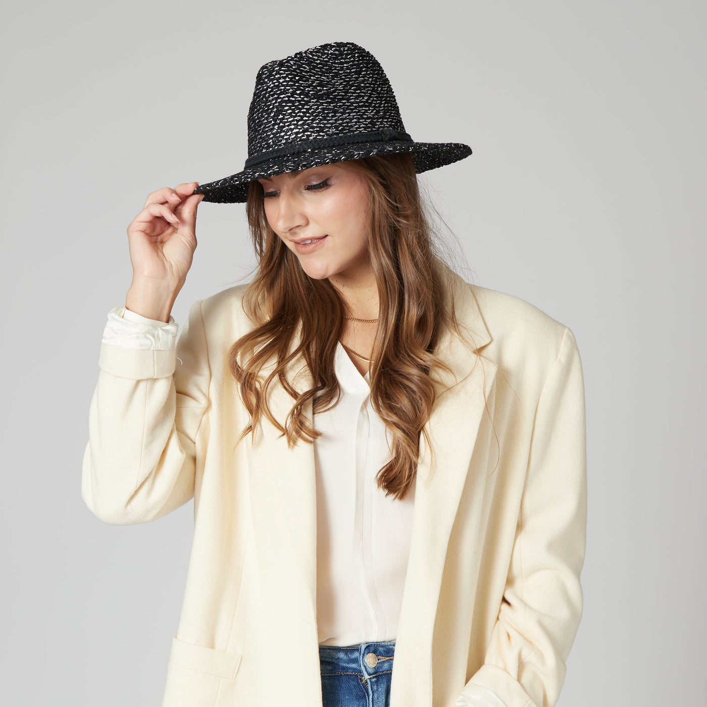 FEDORA - Women's Fedora W/Woven Lurex&Braided Trim