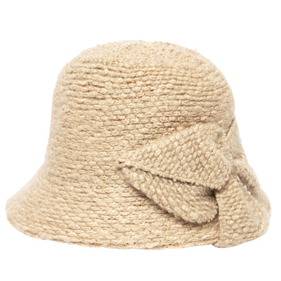 BUCKET - Women's Knit Cloche W/Wrapped Bow