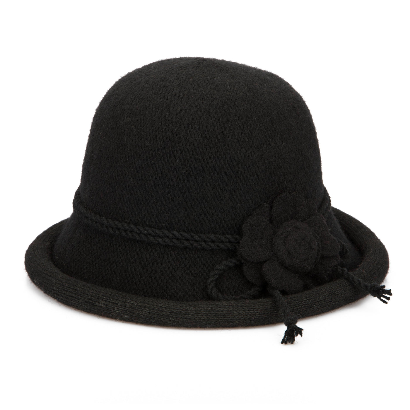 CLOCHE - Women's Knit Cloche W/Self Rosette Trim