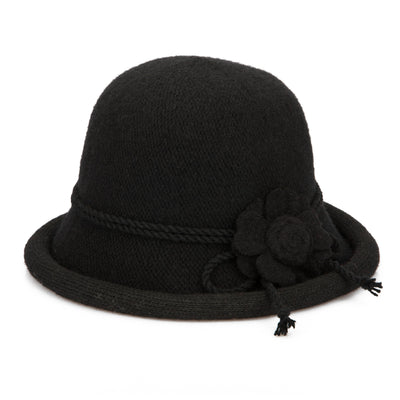 CLOCHE - Women's Knit Cloche W/Self Rosette Trim