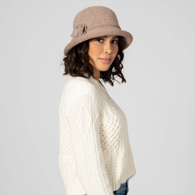 CLOCHE - Women's Knit Cloche W/Self Rosette Trim
