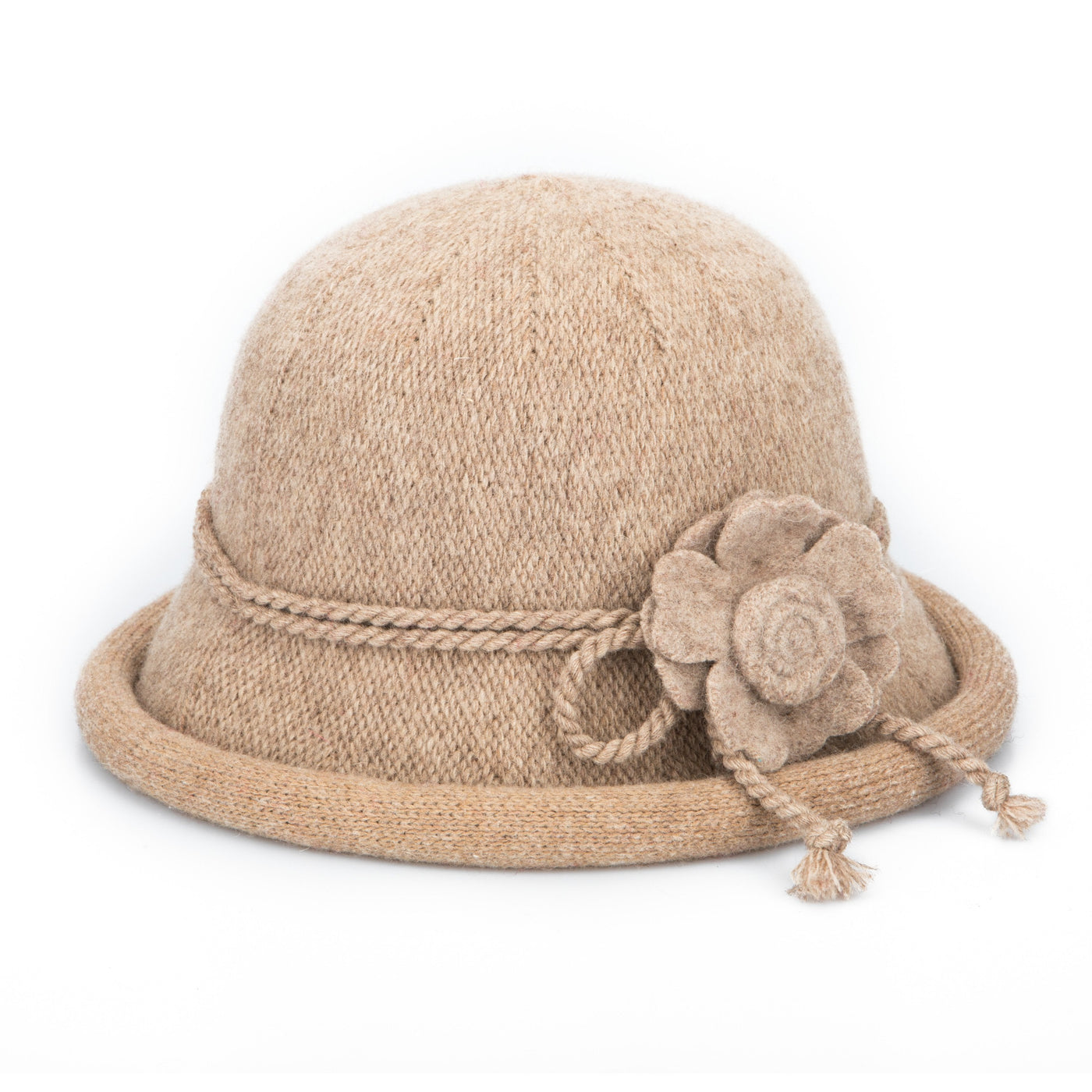 CLOCHE - Women's Knit Cloche W/Self Rosette Trim