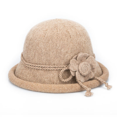CLOCHE - Women's Knit Cloche W/Self Rosette Trim