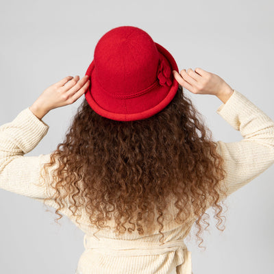 CLOCHE - Women's Knit Cloche W/Self Rosette Trim