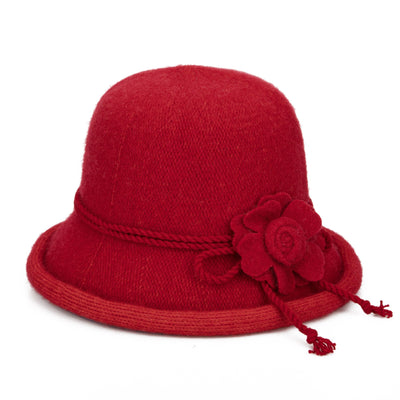CLOCHE - Women's Knit Cloche W/Self Rosette Trim