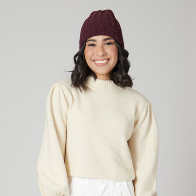 BEANIE - Women's Chenille Knit Cuffed Beanie