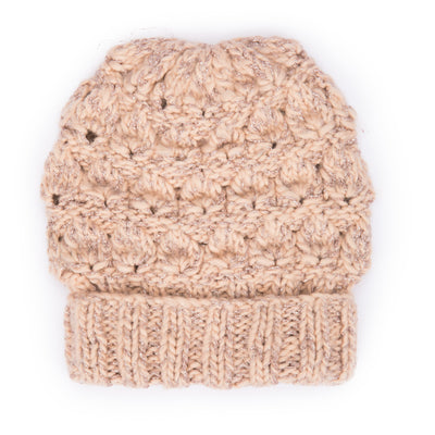 BEANIE - Women's Beanie With Cuff & Rose Gold Lurex