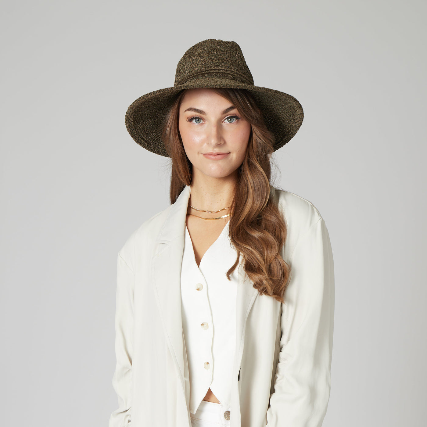 FEDORA - Women's Chenille Knit Wide Brim Fedora