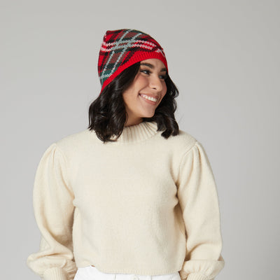 BEANIE - Women's Plaid Gift Bow Beanie