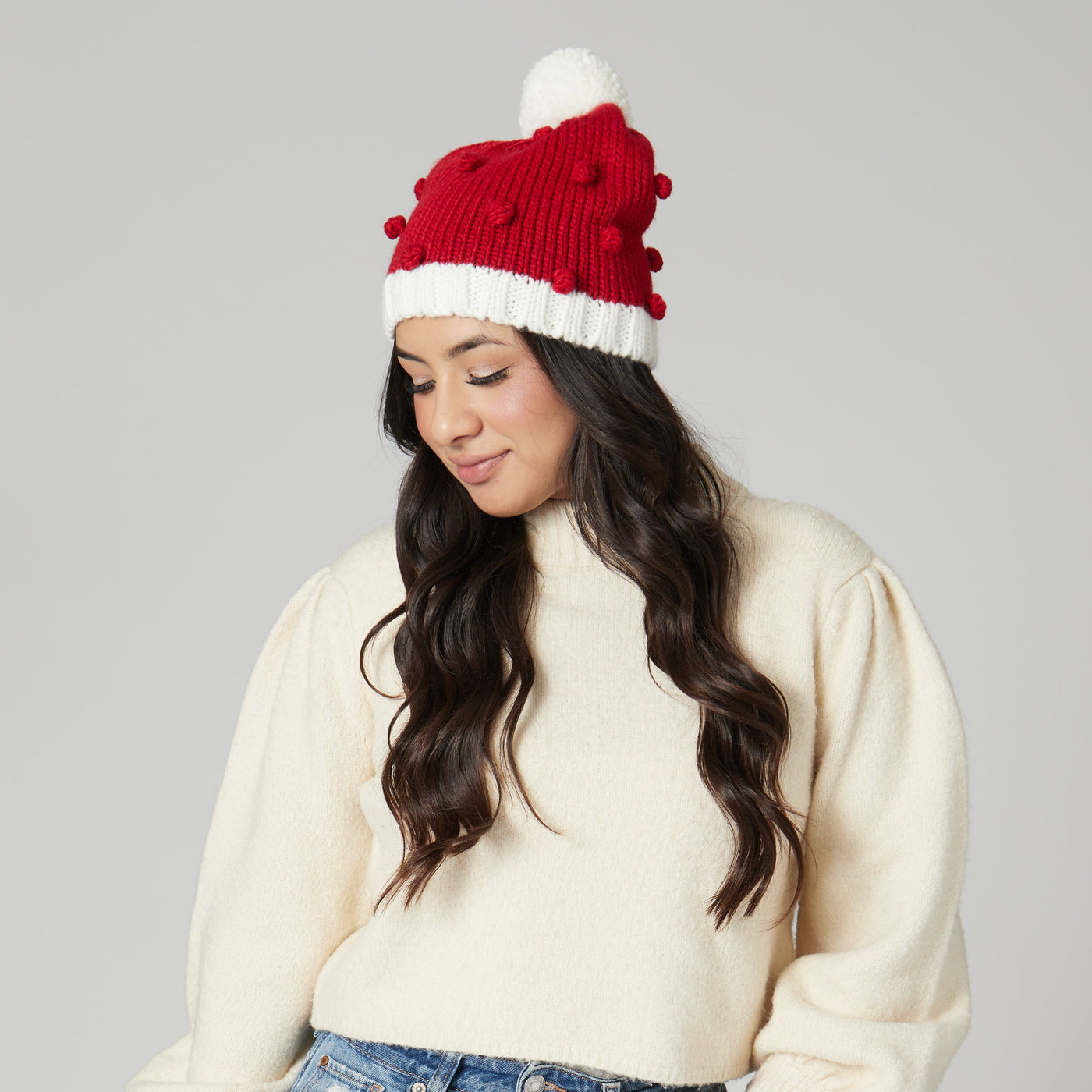 BEANIE - Bobble Knit Holiday Beanie