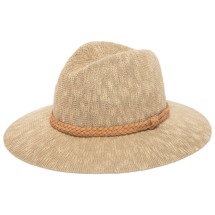 Women's Knit Fedora With Braided Faux Suede Trim by San Diego Hat