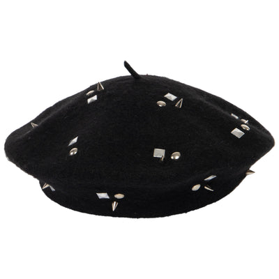 Last Night - Wool Blend Beret with Metallic Stud Clusters-BERET-San Diego Hat Company