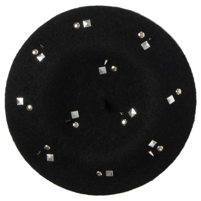 Last Night - Wool Blend Beret with Metallic Stud Clusters-BERET-San Diego Hat Company