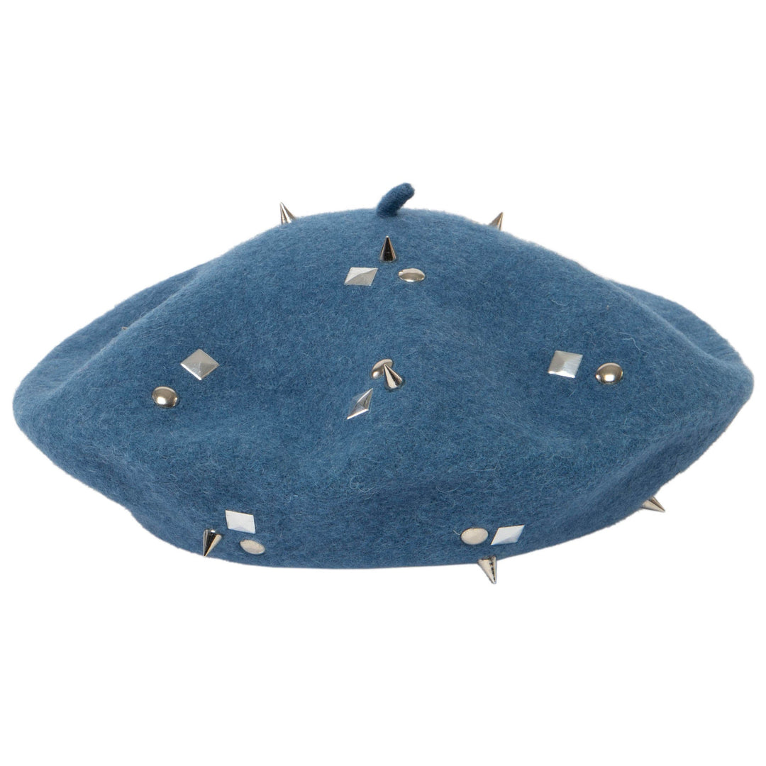 Last Night Wool Blend Beret with Metallic Stud Clusters – San
