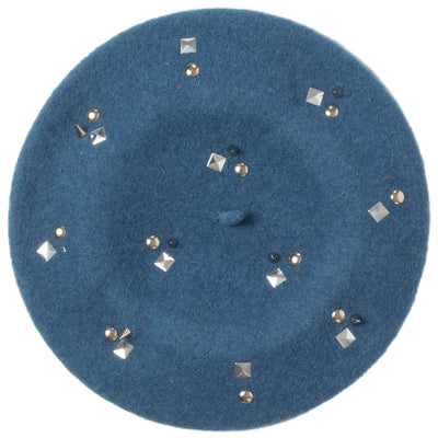 Last Night - Wool Blend Beret with Metallic Stud Clusters-BERET-San Diego Hat Company