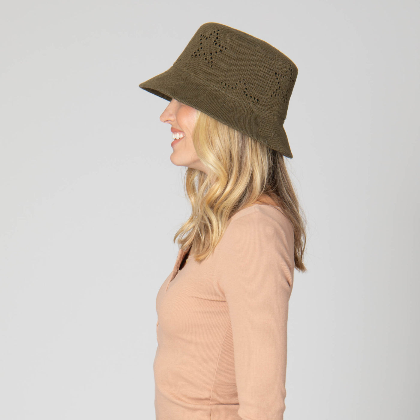 Eliza - Bucket Hat with Star Pointelle Details-BUCKET-San Diego Hat Company