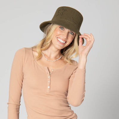 Eliza - Bucket Hat with Star Pointelle Details-BUCKET-San Diego Hat Company