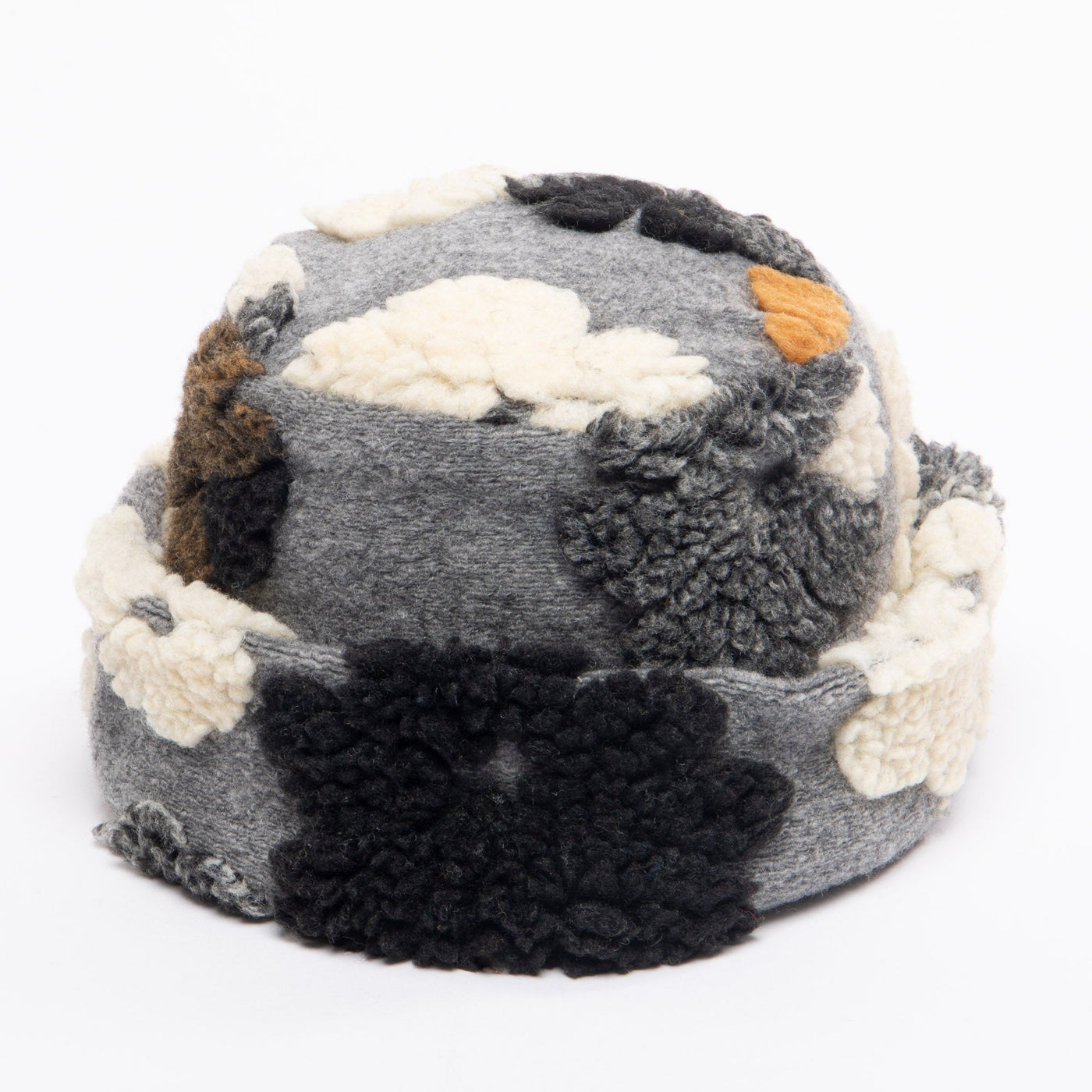 Keyes - Wool Blend Cuffed Beanie with Sherpa Flowers - KNH8084-BEANIE-San Diego Hat Company