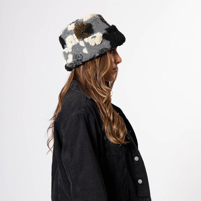 Keyes - Wool Blend Cuffed Beanie with Sherpa Flowers - KNH8084-BEANIE-San Diego Hat Company