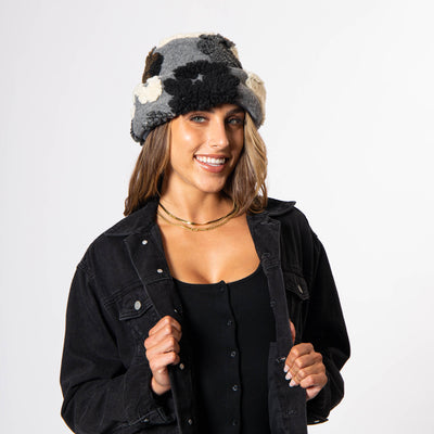 Keyes - Wool Blend Cuffed Beanie with Sherpa Flowers - KNH8084-BEANIE-San Diego Hat Company