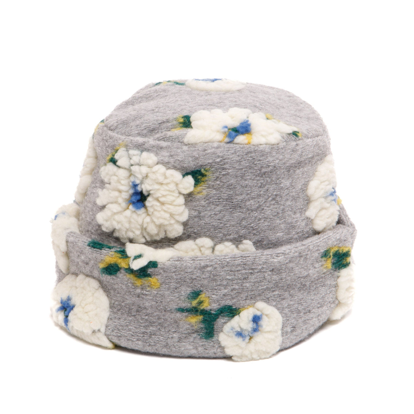 Keyes - Wool Blend Cuffed Beanie with Sherpa Flowers - KNH8084-BEANIE-San Diego Hat Company