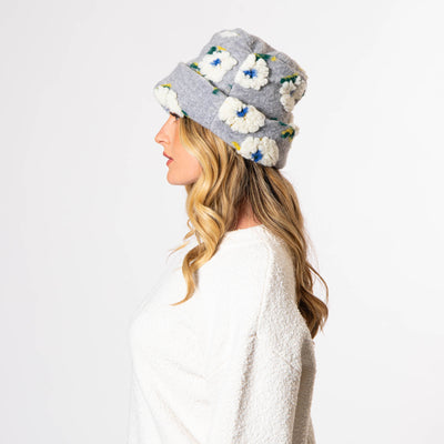 Keyes - Wool Blend Cuffed Beanie with Sherpa Flowers - KNH8084-BEANIE-San Diego Hat Company