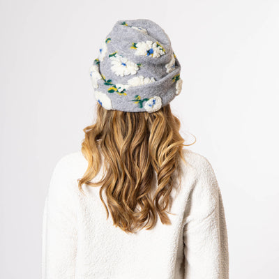Keyes - Wool Blend Cuffed Beanie with Sherpa Flowers - KNH8084-BEANIE-San Diego Hat Company