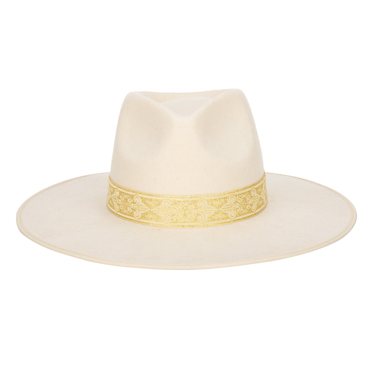 FEDORA - Love At First Sight- Women's Wool Felt Fedora Gold Jacquard Band