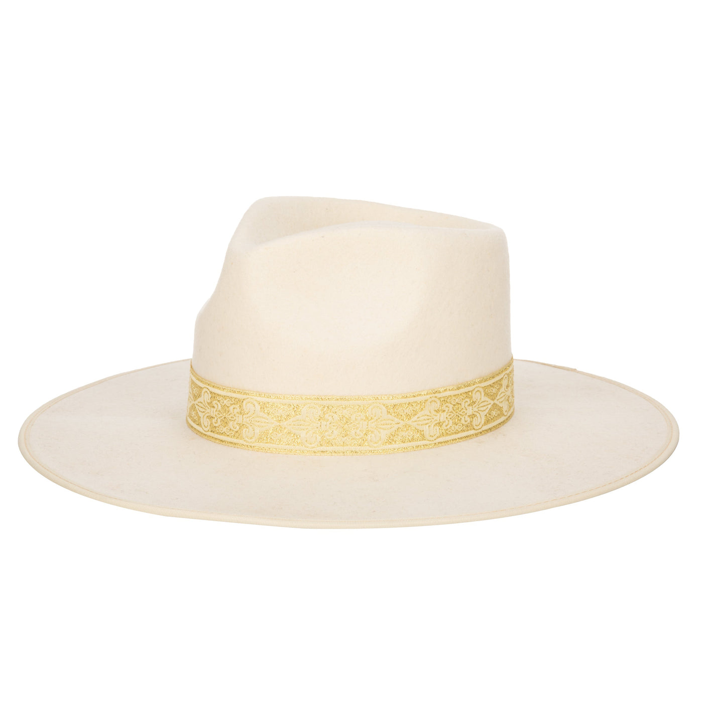 FEDORA - Love At First Sight- Women's Wool Felt Fedora Gold Jacquard Band